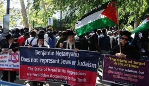حاخامات يهود يرفعون العلم الفلسطيني في نيويورك
